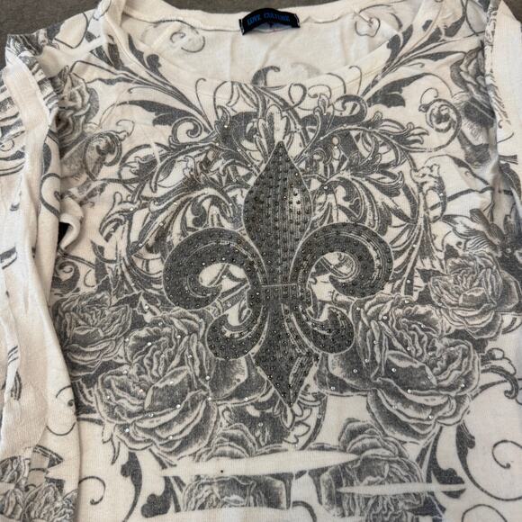 Vintage Y2k Mcbling Rhinestone White Cross Longsleeve Scrunch Tie Mini Dress S - Picture 3 of 6